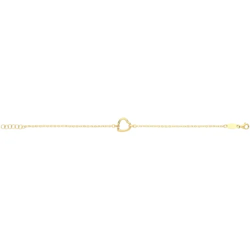 9ct Yellow Gold Heart Centre Bracelet 1.2g